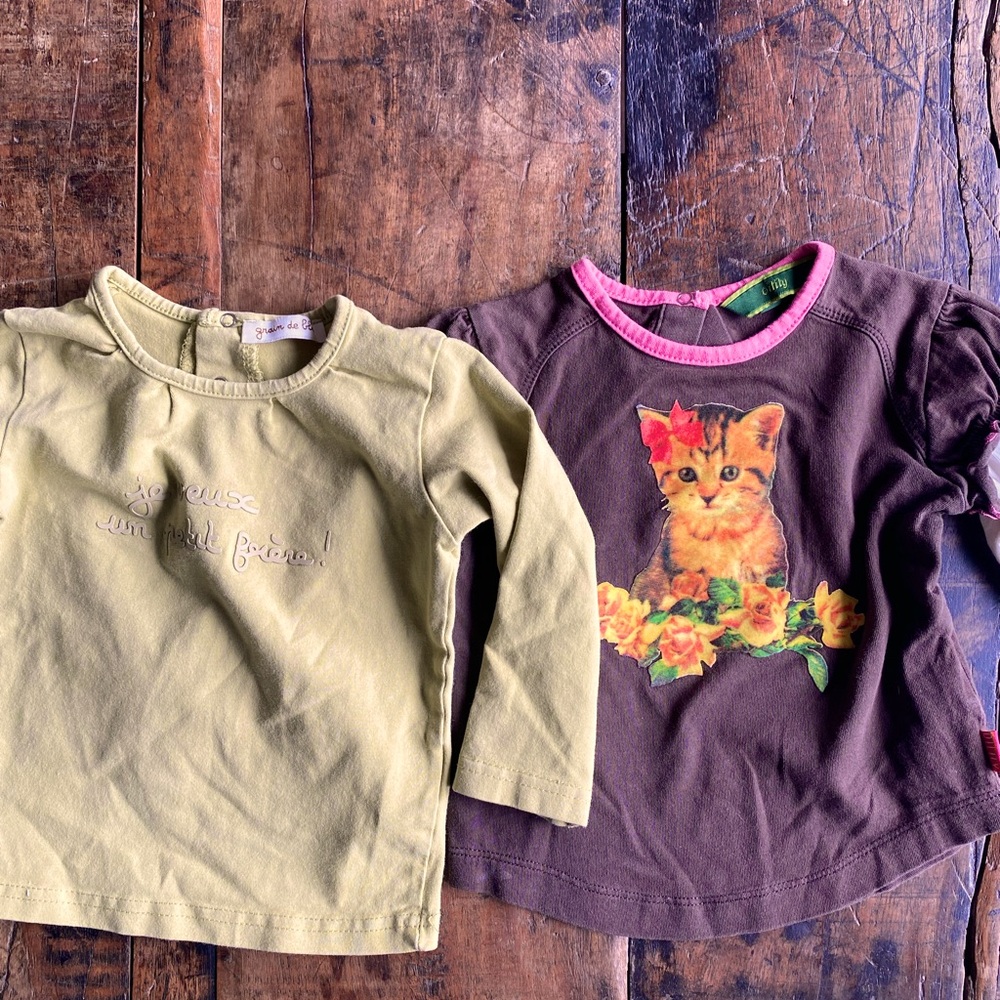 Grain de ble and Oilily Tee’s, sz 12-18M